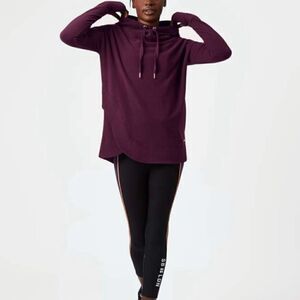 Sweaty Betty Luxe Invigorate Plum Funnel Neck Hoodie Sweatshirt Sz S